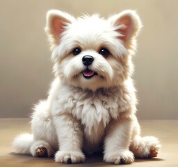 Illustration of fluffy and cute small dog.
