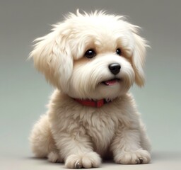 Illustration of fluffy and cute small dog.