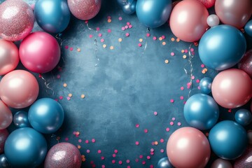 Balloons With Colorful Confetti And Ribbons