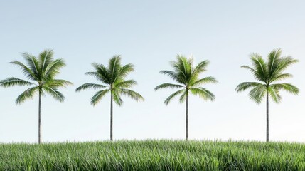 Obraz premium Four Palm Trees and Lush Green Field