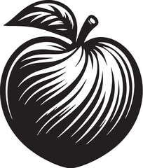 Black Color Peach Silhouette Vector Illustration, Solid White Background