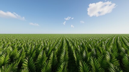 Vast Green Field Under Blue Sky