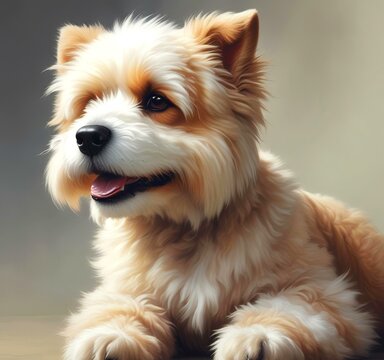 Illustration of fluffy and cute small dog.
