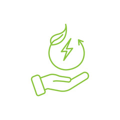 Save energy symbol. Energy icon with green leaf. Eco friendly, environmentally. Eco icon