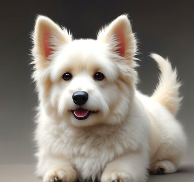 Illustration of fluffy and cute small dog.