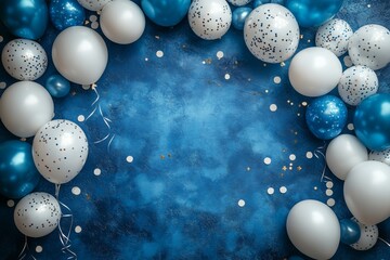 Textured Blue Background With Balloon Frame