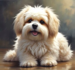 Illustration of fluffy and cute small dog.