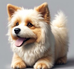 Illustration of fluffy and cute small dog.