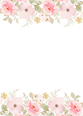 Watercolor flower frame background for wedding, birthday, card, background, invitation, wallpaper, sticker, decoration etc.
