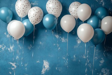 Blue Textured Background With White And Blue Balloons