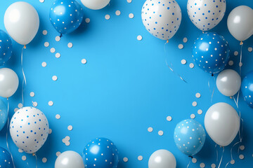Blue Balloons And White Confetti