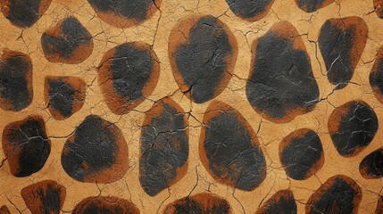 This giraffe print features a warm earthy palette of rich browns and blacks, reflecting the African savannah's natural beauty and diverse wildlife, creating an artistic vibe