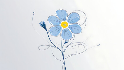 Minimalist vector illustration of a forget-me-not flower with a simple, elegant design, created with generative AI.