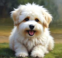 Illustration of fluffy and cute small dog.