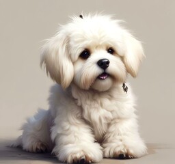 Obraz premium Illustration of fluffy and cute small dog.