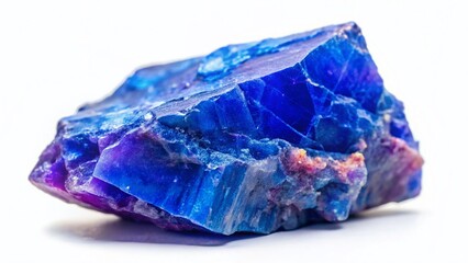 Fototapeta premium Cobalt Calcite Mineral Stone Close-up on White Background - Gemstone Texture