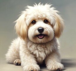 Obraz premium Illustration of fluffy and cute small dog.
