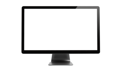 Black computer monitor with transparent background and white screen