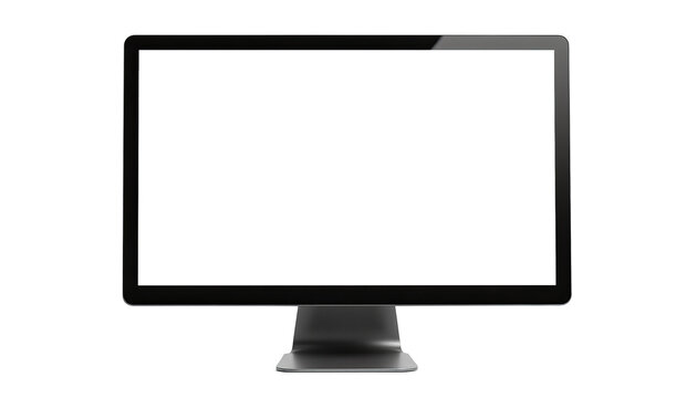 Black computer monitor with transparent background and white screen