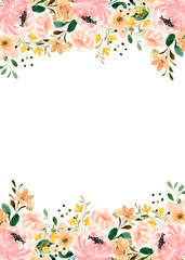 Watercolor flower frame background for wedding, birthday, card, background, invitation, wallpaper, sticker, decoration etc.