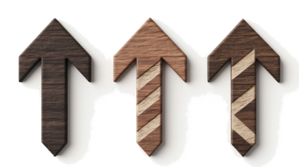 Wooden Exchange Arrows Set on Transparent Background Generative AI