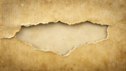 Torn Aged Paper with Central Blank Space for Text or Image