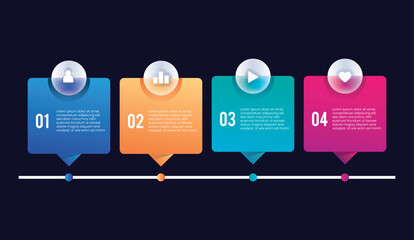 Glass morph inforgraphic circle chart for presentation, web element or UI UX objects. Vector Illustration