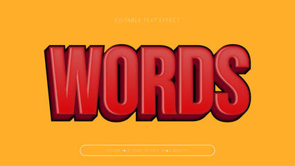 words editable text effect with red orange black bold gradient style