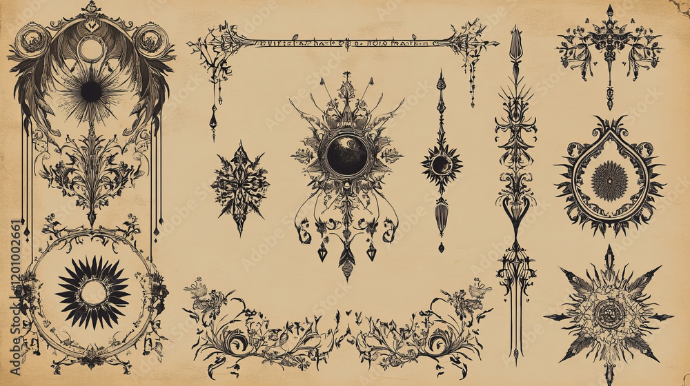 Poster retro labels, headers and calligraphic elements set for design. vector version also available in gal
