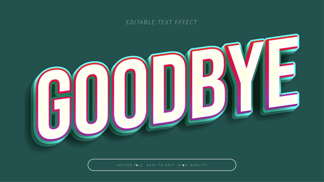 goodbye gradient text effect editable modern typography vector