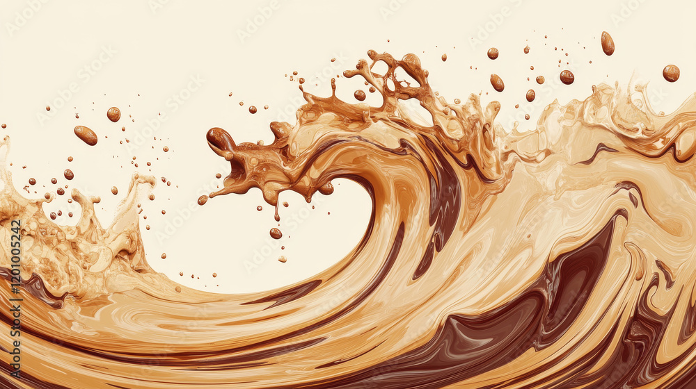 Poster realistic chocolate milk drink swirl splash. isolated realistic 3d vector brown twister, whirlwind o