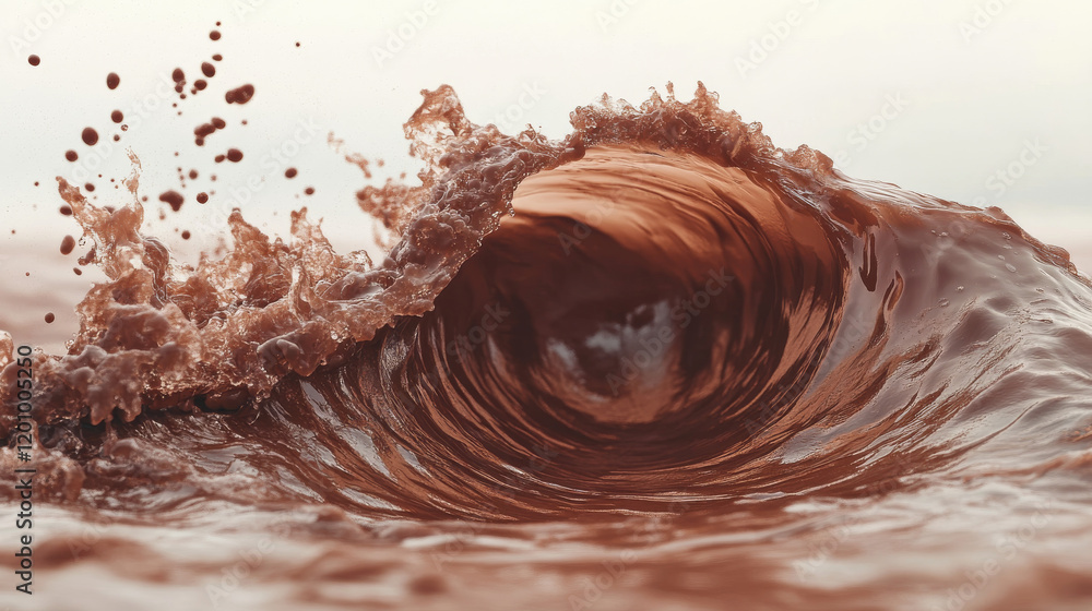 Poster realistic chocolate milk drink swirl splash. isolated realistic 3d vector brown twister, whirlwind o