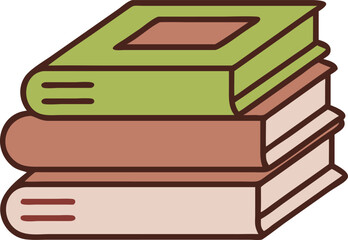 Books and Green Apple Vector: Education and Knowledge Icon
