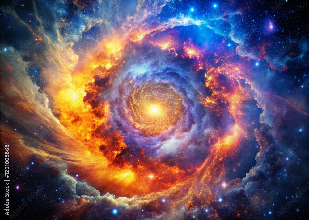 Poster cosmic blast: macro view of galactic explosion debris in space
