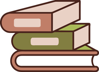 Educational Symbol Vector: Books and Apple Illustration for Academic Themes
