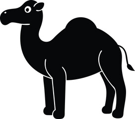 Black Camel Silhouette Vector: Minimalist Animal Illustration