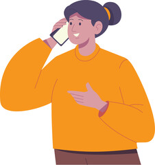 people with phone. A woman is talking on the phone, understanding with hand movements Vector image. in transparent background