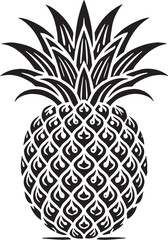 Black Color Pineapple Silhouette Vector Illustration, Solid White Background