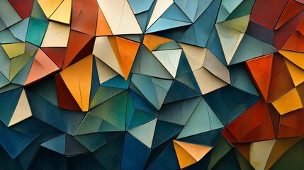 Fototapeta premium Abstract painting of colorful geometric shapes.