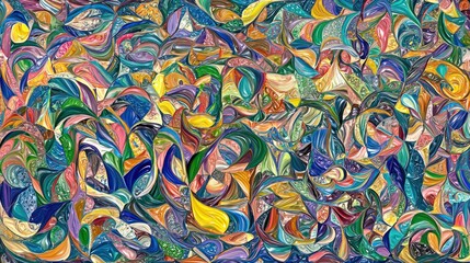 Abstract swirling patterns in vibrant colors and intricate designs.