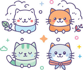 Cute Seasonal Cat Vector Pack: Adorable Illustrations for Every Season
