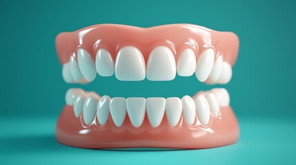 Obraz premium Realistic dental model showcasing human teeth on a bright background for educational purposes