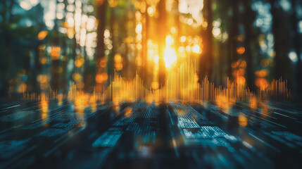 Abstract business Financial charts show a significant increase in profits in the stock market.This is driven by higher interest rates and continued growth. In the innovation world network of financial