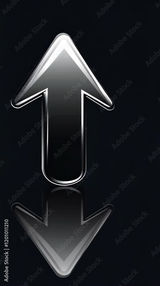 Poster modern reflective arrow design pointing upwards on a dark background highlighting direction and posi