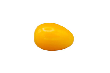 Bright Yellow Oval Object on a Clean White Background