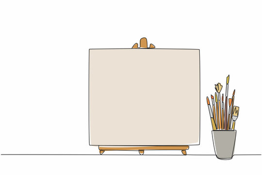 minimalist easel with brushes, art supplies clip art preview