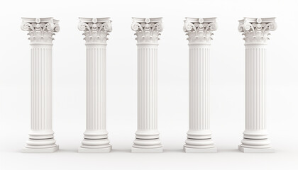 Obraz premium Four Ionic Columns White Marble 3D Render