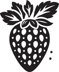 Black Color Strawberry Silhouette Vector Illustration, Solid White Background