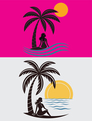Palm Tree and Woman Art 