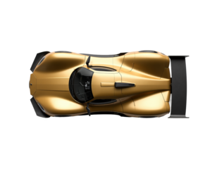 Gold race car top view transparent background